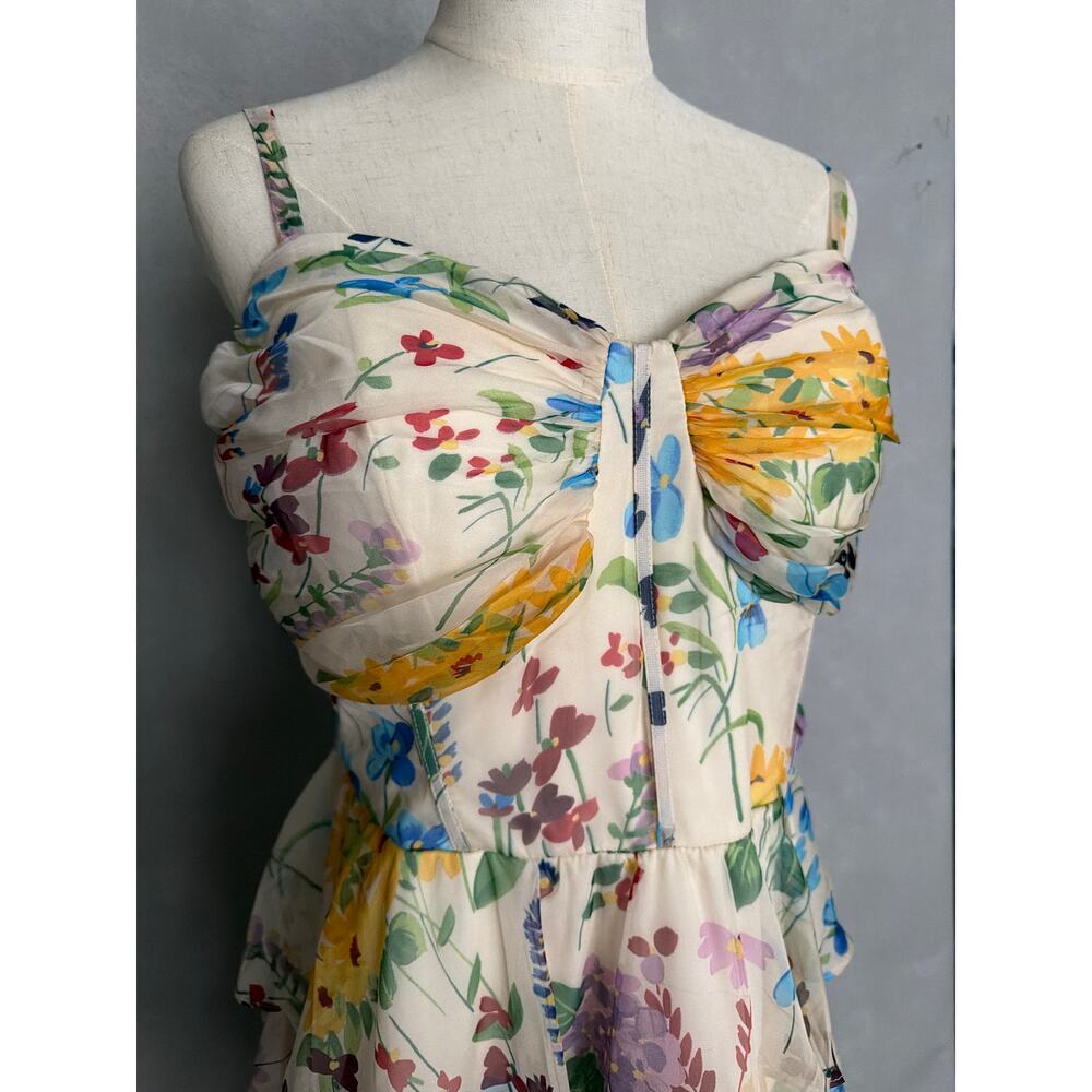 B. Darlin Plus Chiffon Mini Dress Tiered Floral Women's Cream Size 20W NEW - Picture 2 of 12